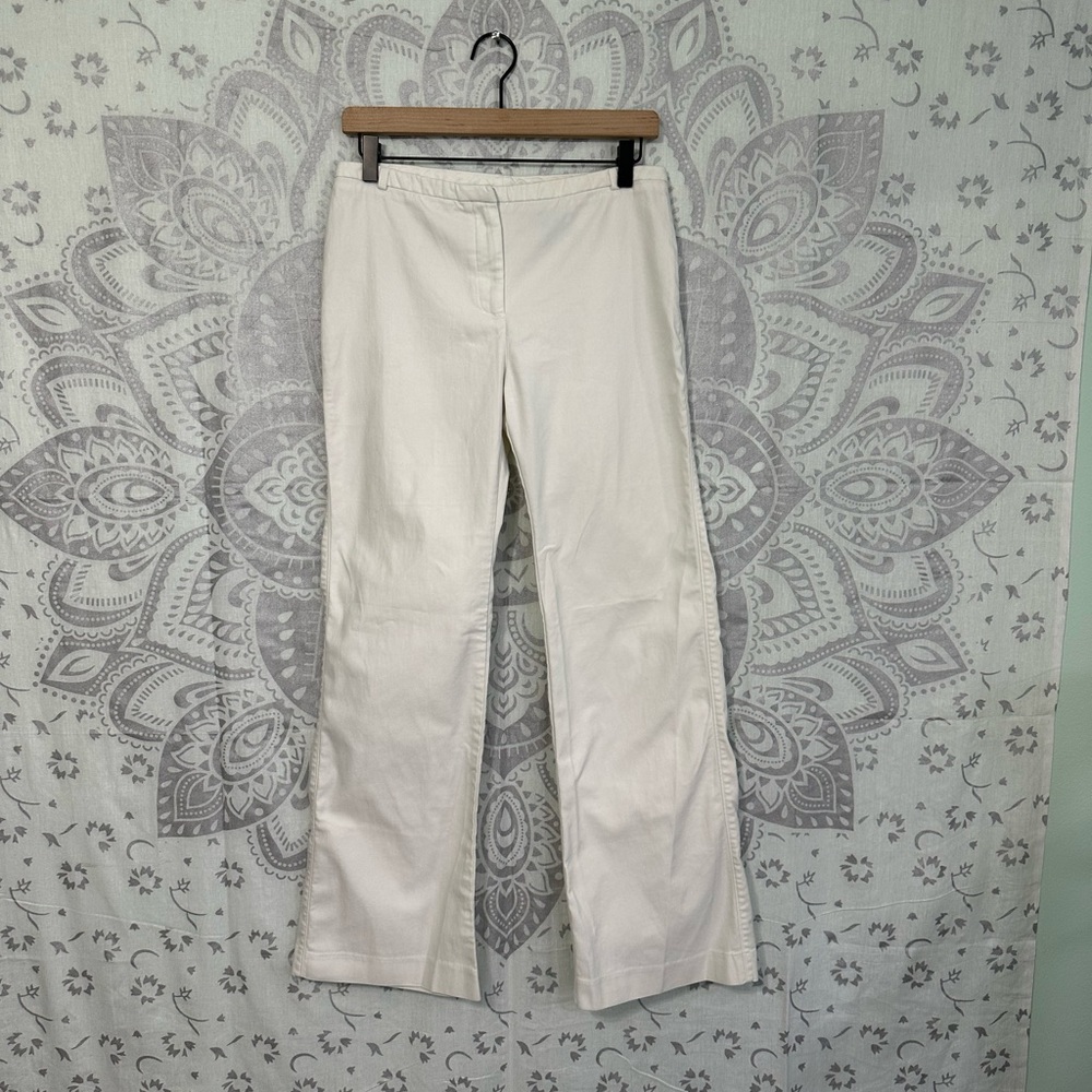 Nice $78 Express Off White Stretch Straight Leg Casual Pants Bottoms Y2K 9 / 10